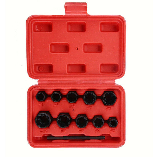 11PCS Locking Wheel Nut Remover Grip N Twist Sockets Damaged Rounded Bolts Tool - Aimall