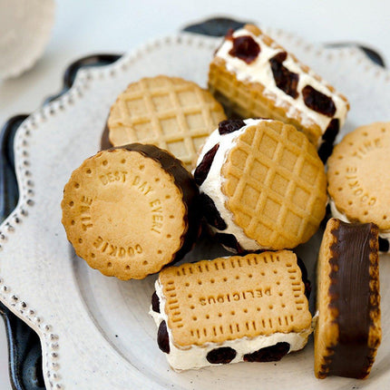 4PCS Plaid Cookie Stamp Set Waffle Biscuit Cutter Press Home Baking Tool Kit