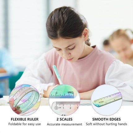 4pcs Colourful Bendable Soft Ruler 15cm Foldable Flexible Measuring Ruler Set