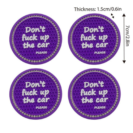 4pcs Purple Car Coasters Round Anti Slip Drink Holder Mats for Vehicle Interior