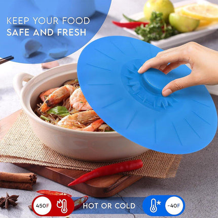 5pcs Silicone Crisper Lids Reusable Food Covers Stretchable Lids Kitchen Storage