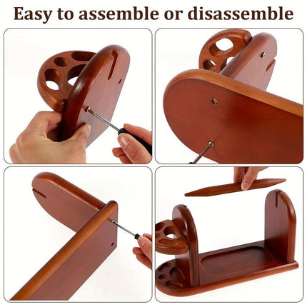 Wooden Yarn Spindle Holder with Scissors Organizer Solid Wood Knitting Tool Rack