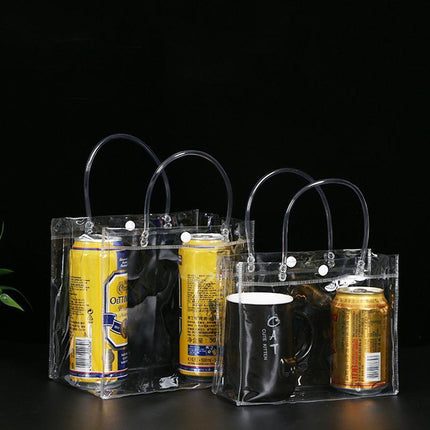 100x PVC Transparent Gift Tote Bag with Snap Button for Packaging - Aimall