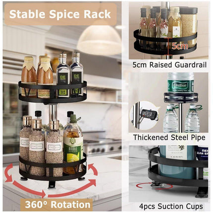Kitchen Rotating Spice Rack Triple Layer Countertop Organizer Storage Shelf
