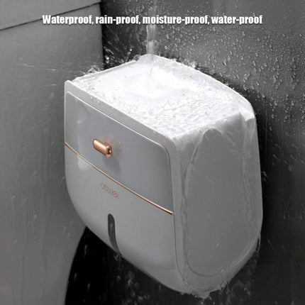 Wall-Mounted Toilet Tissue Paper Roll Holder Storage Box No punching Waterproof