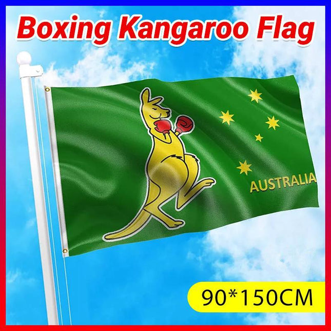 Boxing Kangaroo Flag 3x5 ft Australian National Symbol 90x150 cm Banner - Aimall