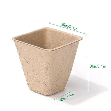 100X Biodegradable Paper Seedling Pots Square Planting Cups Pot