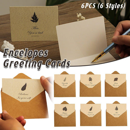 6pcs Retro Greeting Cards with Envelopes Simple Vintage Design for All Occasions