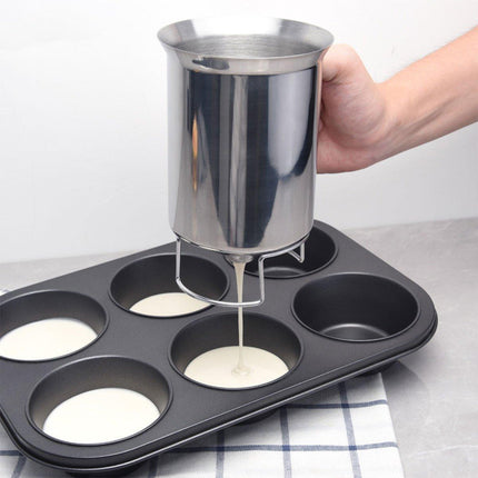 Stainless Steel Handheld Batter Dispenser Cake Funnel Mixing Separator Tool