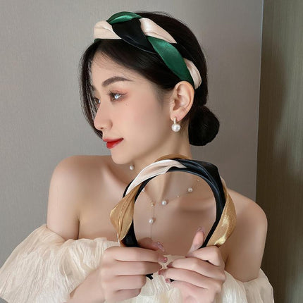 Women Headband Twist Hairband Knot Cross Tie Wide Headwear Hair Band Hoops Gift - Aimall
