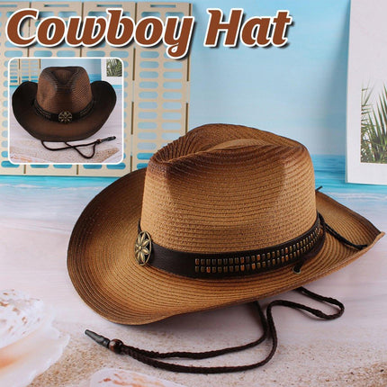 Outdoor Western Cowboy Hat Unisex Straw Hat Visor Hats Big Wide Brim Hat Summer