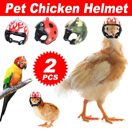 2PCS Mini Pet Chicken Helmet Protective Headgear Set Waterproof Cartoon Design