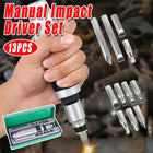 13PCS Manual Impact Driver Set 1/2 Inch Reversible Hand Screwdriver Bits Tool