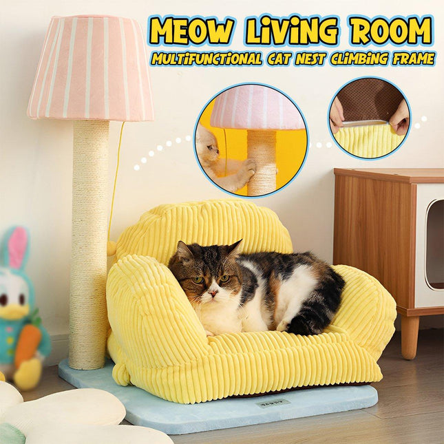Multifunctional Cat Lounge Cozy Sofa Scratch Post Comfortable Kitty Rest Area - Aimall
