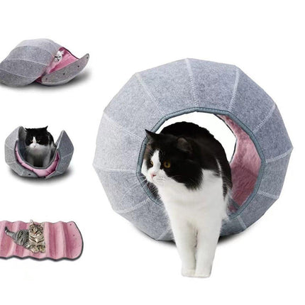 Collapsible Breathable Pet Bed Cat Nest Dog Cave Tunnel Semi Enclosed Mat