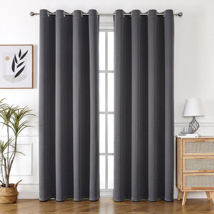 2pcs Semi Blackout Curtain Fabric Solid Colour Home Decor Drapes for Living Room