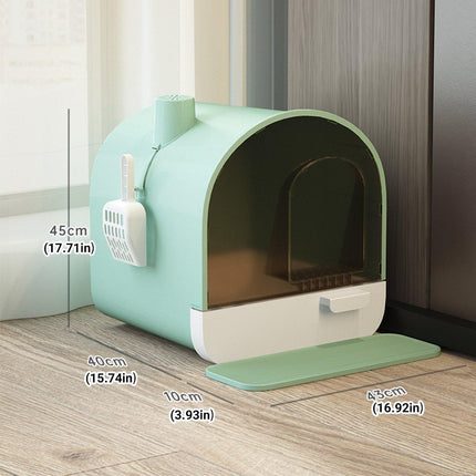 Fully Enclosed Cat Litter Pan Large Litter Box with Drawer Cat Toilet Tray