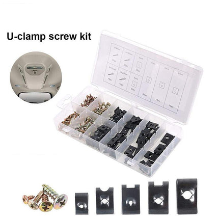 170X Universal Car U Clip Nut Screw Kit Vehicle Bumper Dash Door Panel Interior - Aimall