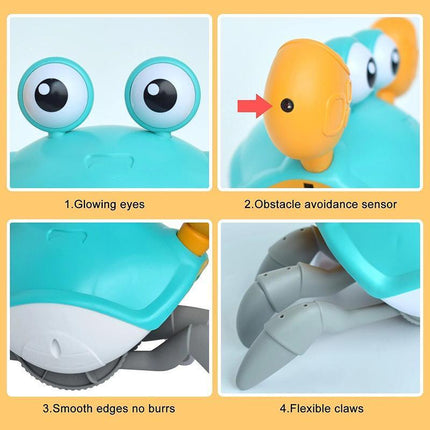 Electric Music Crawling Crab Baby Toy LED Light Up Kids Toddler Interactive Toys - Aimall