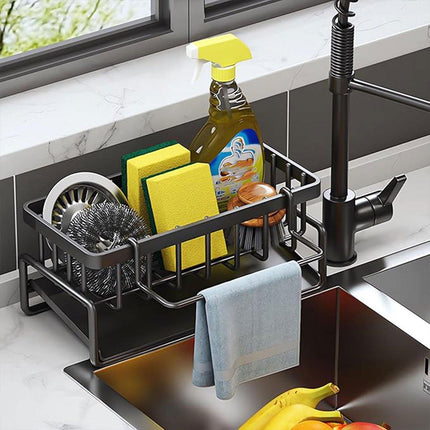 Kitchen Sink Caddy Storage Organizer Steel Sponge Soap Brush Holder Faucet Rack