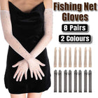 8 Pairs Black White Fishnet Gloves Long Sleeve Rhinestone Party Clubwear