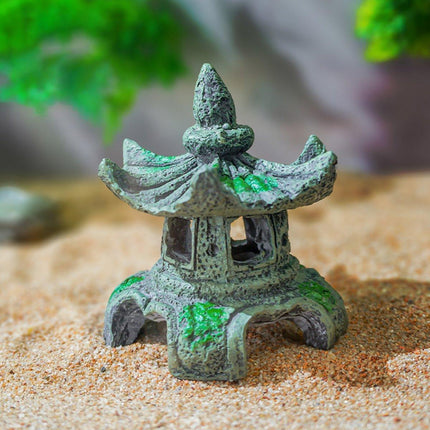 Chinese Fish Tank Decoration Hexagonal Pavilion Aquascape Ornament for Aquarium