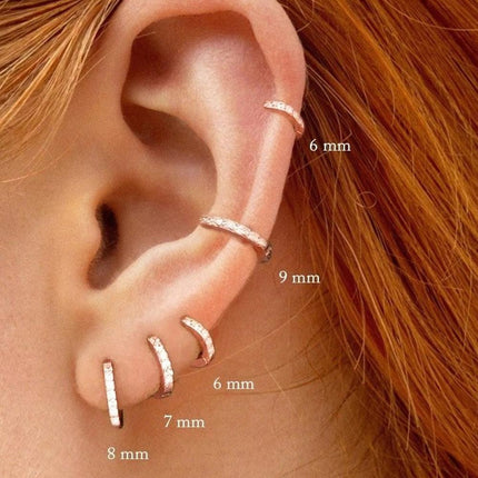 7sizes Hoop Earring Silver Zirconia Ear Huggie Hoop Cartilage Piercing Jewellery - Aimall