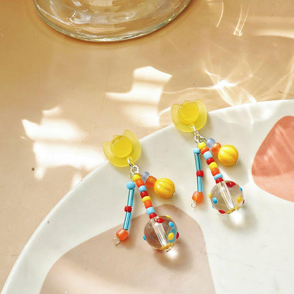 Colourful Tulip Beaded Earrings for Women Floral Fashion Jewelry Gift Accessory