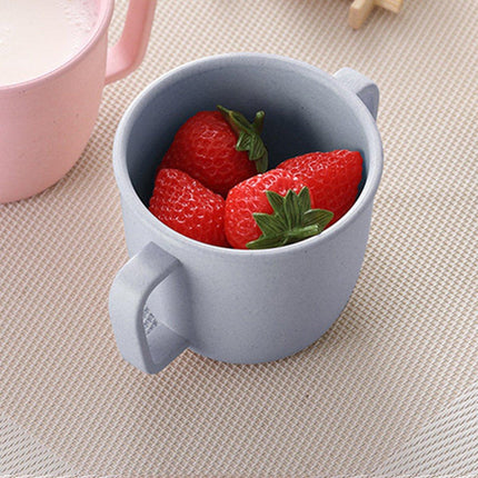 4PCS Bamboo Fiber Milk Drinking Cups with Handle Eco Friendly Small Grip Cups