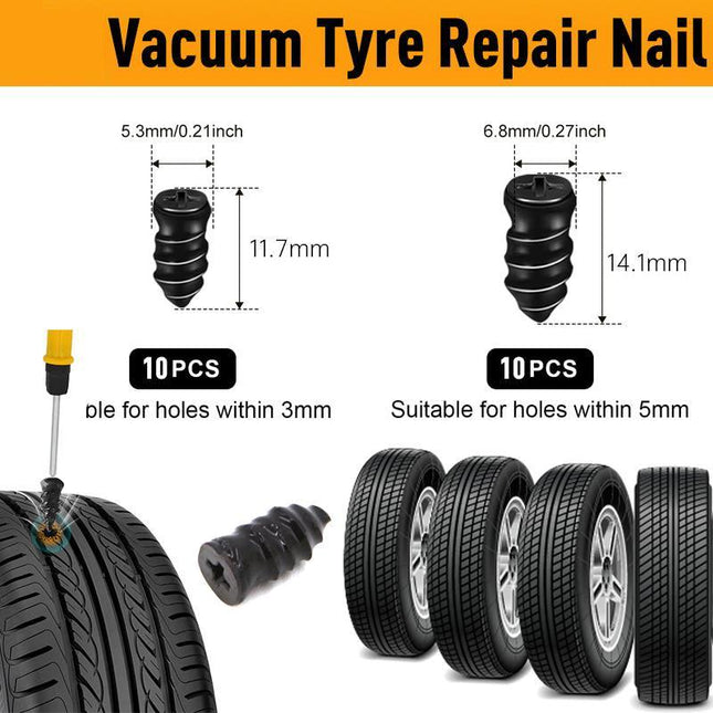 20PCS S+L Vacuum Tyre Repair Nail Set Tire Repair Rubber Nail Tools For Car AU - Aimall
