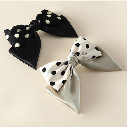 Girls Women Bow Ribbon Polka dots Hair head clip barrette headwear Korean Style - Aimall