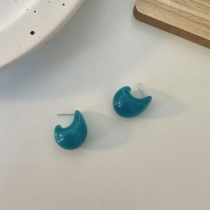 Retro Blue Oil Drop Earrings Stylish Elegant Fashion Women Jewelry Earrings