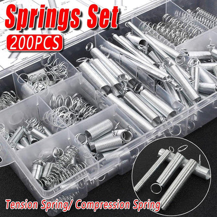 200PCS Tension Compression Springs Assortment DIY Projects Repair Tools