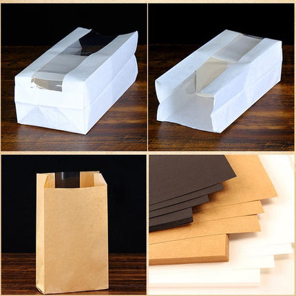 Takeaway Storage Baking Bread Bag Toast Food Packaging Bag Kraft Paper Bag White - Aimall