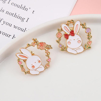 Lovely White Bunny Rabbit Ears Metal Pin