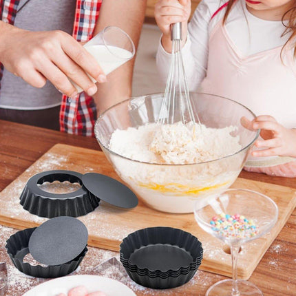 12PCS Mini Detachable Tart Mold Baking Cake Pan Nonstick Bottom Cupcake Molds