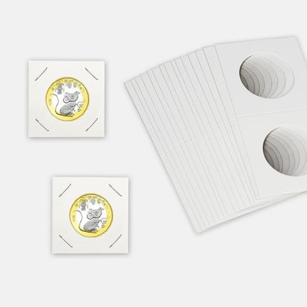 50x 33mm CARDBOARD COIN HOLDERS Staple Coin Holder Display Clear Window Folder - Aimall