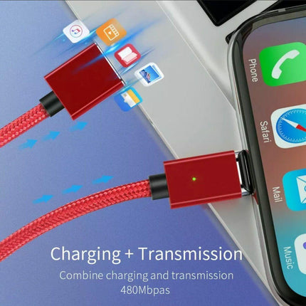 Red Essager Magnetic Fast Charging Data USB Cable for iPhone - Aimall