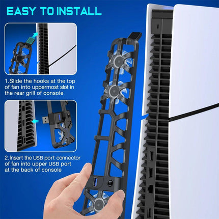 PS5 Slim Cooling Fan For PS5 Slim Disc/Digital Console Cooler Fan LED USB 3.0