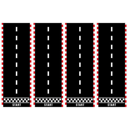 4pcs Black White Racing Runway Party Decor Fabric Race Track Background Material