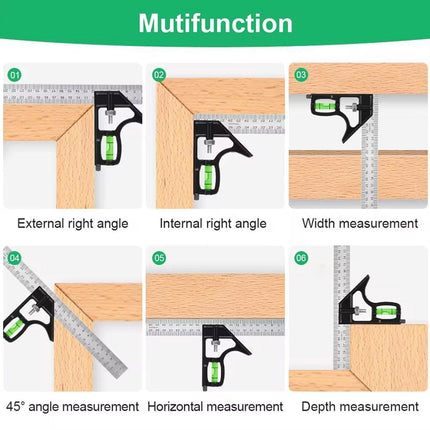 300mm Horizontal Movable Angle Ruler Adjustable Measuring Tool for Engineering