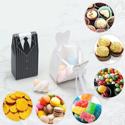100PCS Double Breasted Suit Candy Boxes Wedding Favor Gift Packaging Paper Box