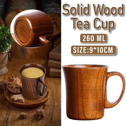 260ml Large Wooden Mug Round Solid Tea Cup Wooden Mugs for Coffee and Tea