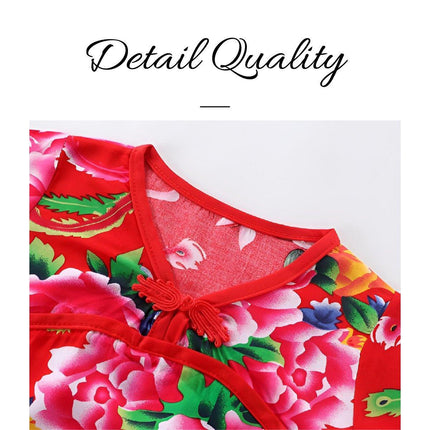 Floral Print Summer Outfit Cotton Vest Shorts and Scarf Three-Piece Set