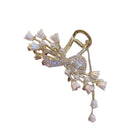 Rhinestone Pearl Butterfly Hair Clip Elegant Girls Hair Claws Hair Accessories - Aimall