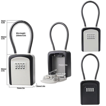 Portable Key Lock Box Hanging Combination Storage Organizer for Home Security