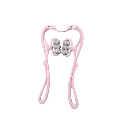 Hand 6-Roller Neck Shoulder Massager Trigger Point Pressure Pain Fatigue Relieve - Aimall