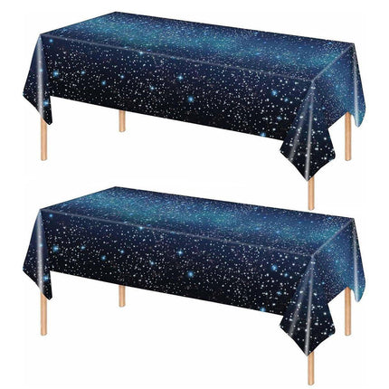 2PCS Starry Night Galaxy Theme Disposable Tablecloth Set Star Party Decor