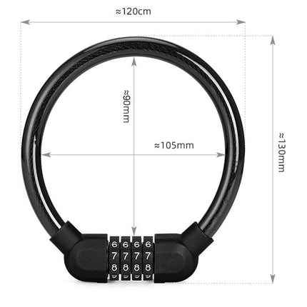 Bike Bicycle Code Combination Locker 4-Digital Password Pin Security Cable Lock - Aimall