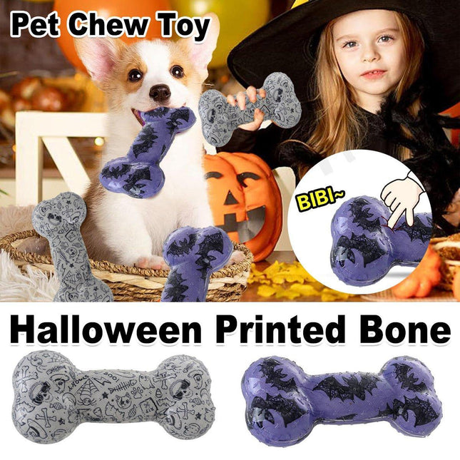 Pet Toy Printed Bone TPR Material Bite Vocal Massage Oral Interactive Self Hi Dog Toy Supplies